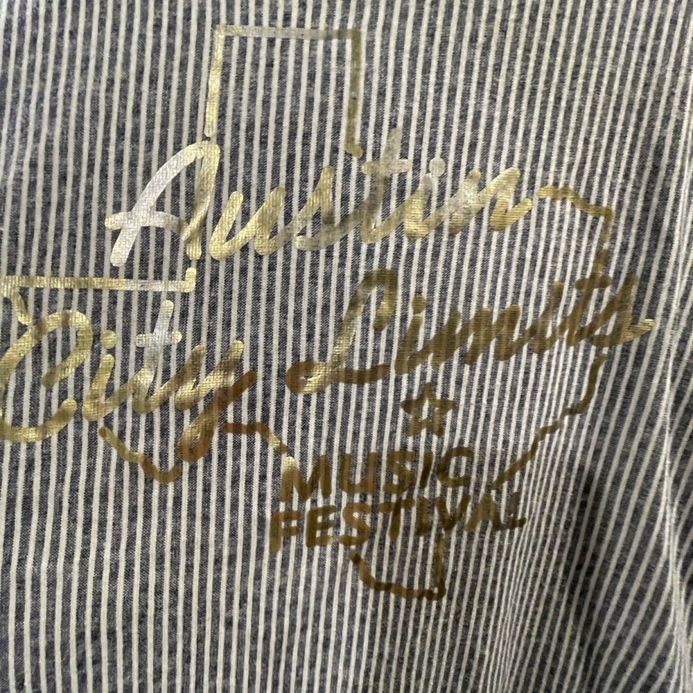 2015 Striped ACL Festival T-Shirt with Gold Print